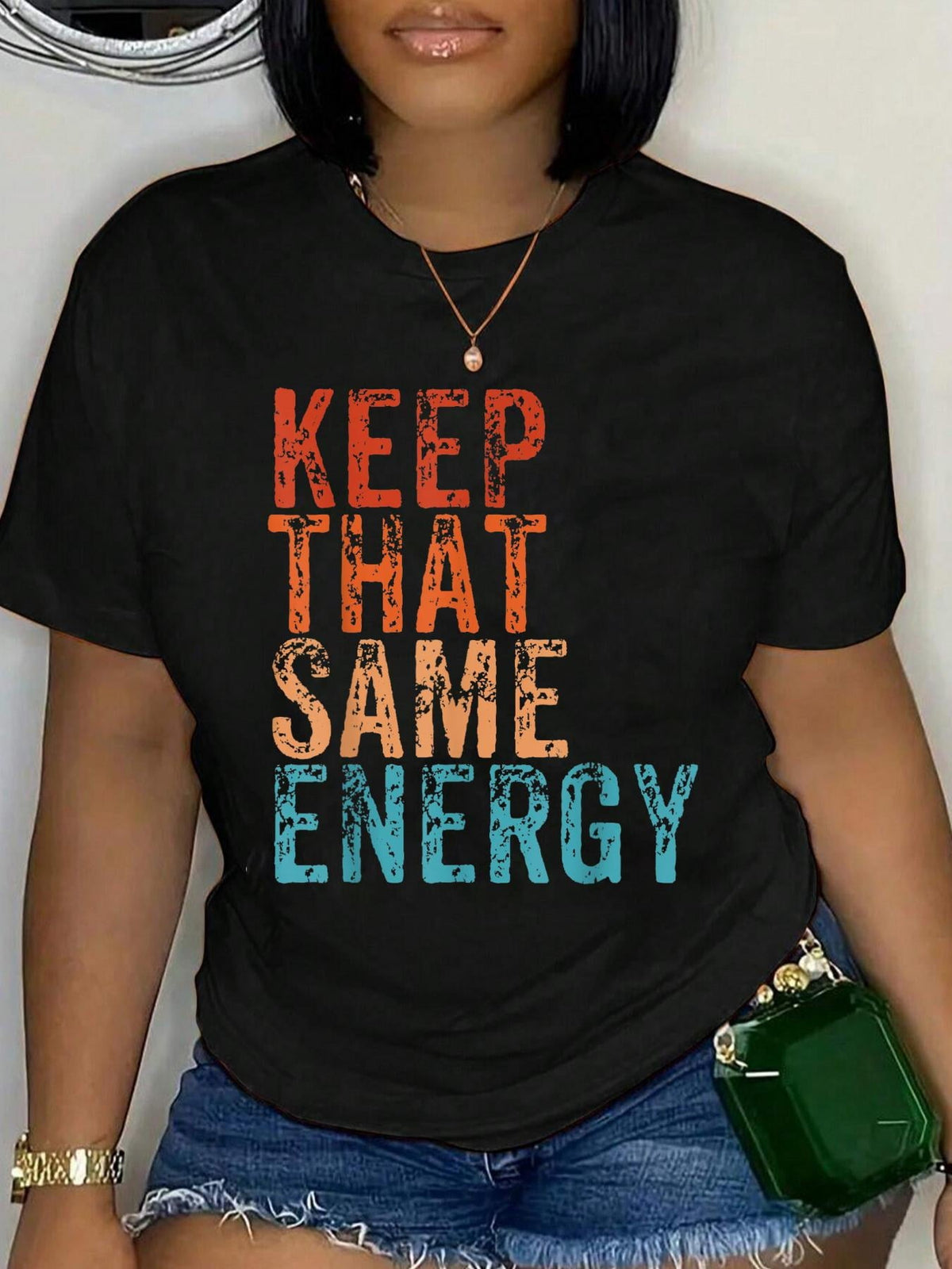 100% Cotton Keep That Same Energy Funny Positive 90s Quote Saying Retro T-Shirt Women's Men's Graphic Tee
