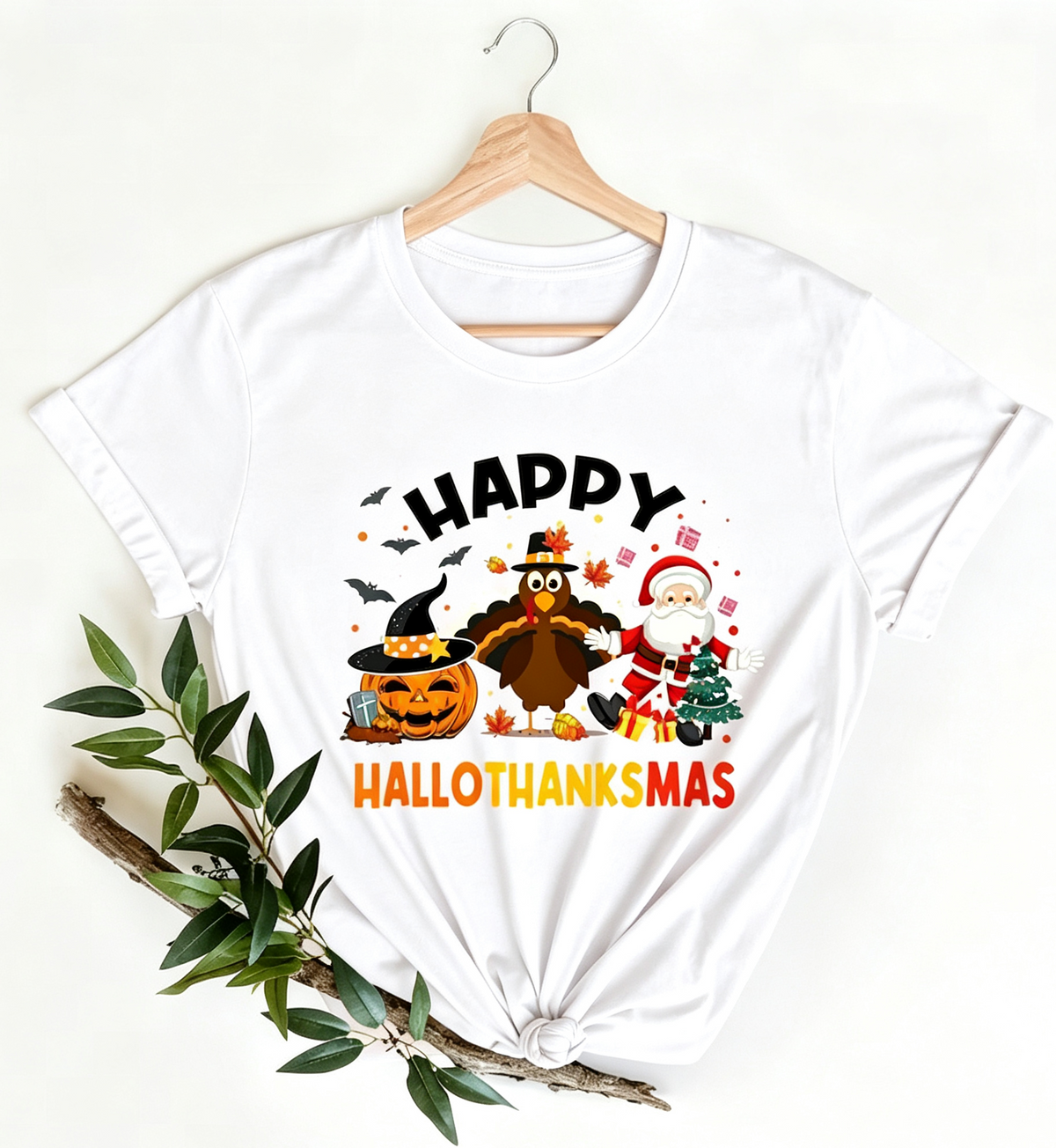 Fashion Plus Size Women's Casual T-Shirt with Halloween, Thanksgiving, and Christmas Prints Tees Tops Holiday gift For Family And Friends