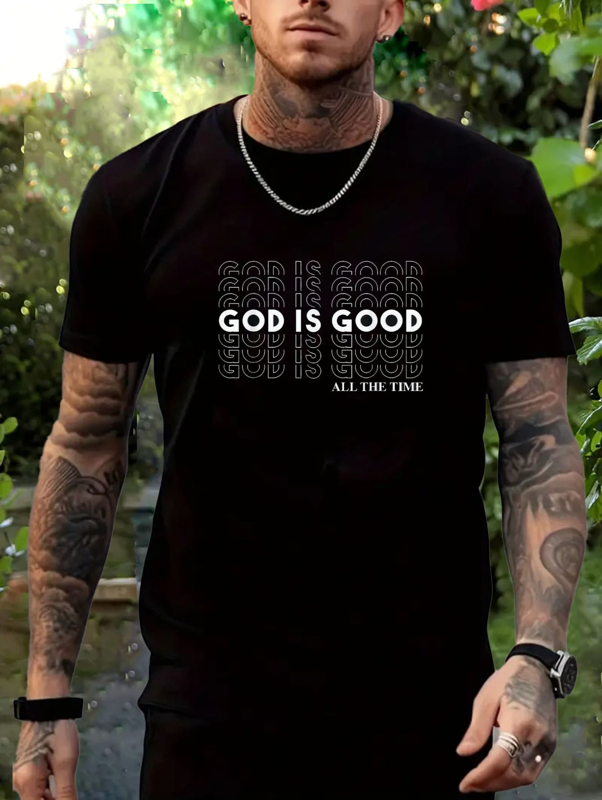 Stylish God Is Good Graphic Tees Cotton Soft Stylish Casual Short Sleeve Crew Neck Top
