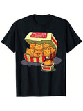 Kitten Nuggets Graphic Crew Neck Tee Cat Lover Chicken Nugget Gift Top