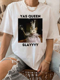 Rat Queen Graphic Crew Neck Tee Minimalist Casual Short Sleeve Top