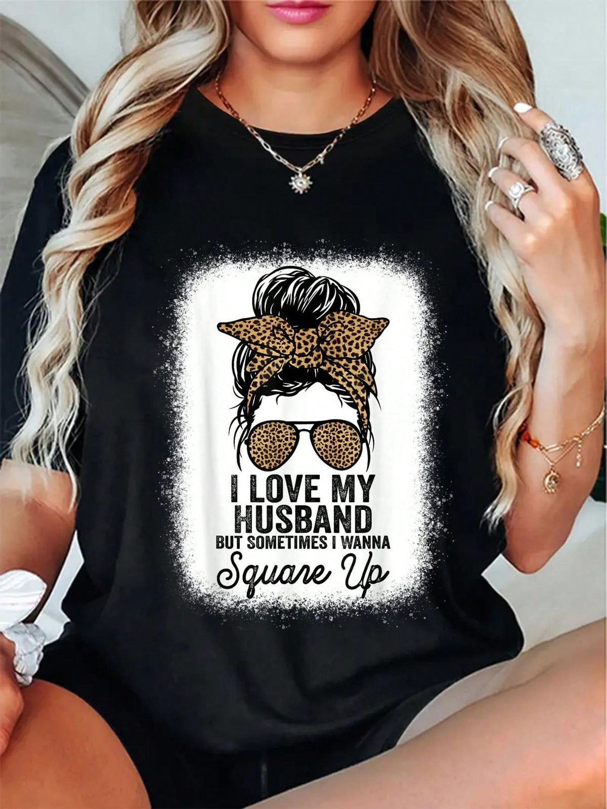 I Love My Husband Funny Quote Cotton Short Sleeve Tee Crew Neck Casual Top