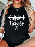 I Said Yes Engagement Print Tee Fiancee Gift Crew Neck Short Sleeve Top