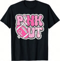 PINK OUT Pink Graphic Print Short Sleeve Tee Unisex Crew Neck Casual Top