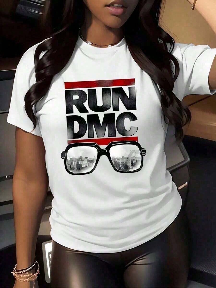 Run DMC Digital Print Cotton Short Sleeve Tee Hip Hop Music Summer Top
