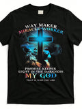 Way Maker Miracle Worker Lion Of Judah Print Black Tee Unisex Crew Neck Top