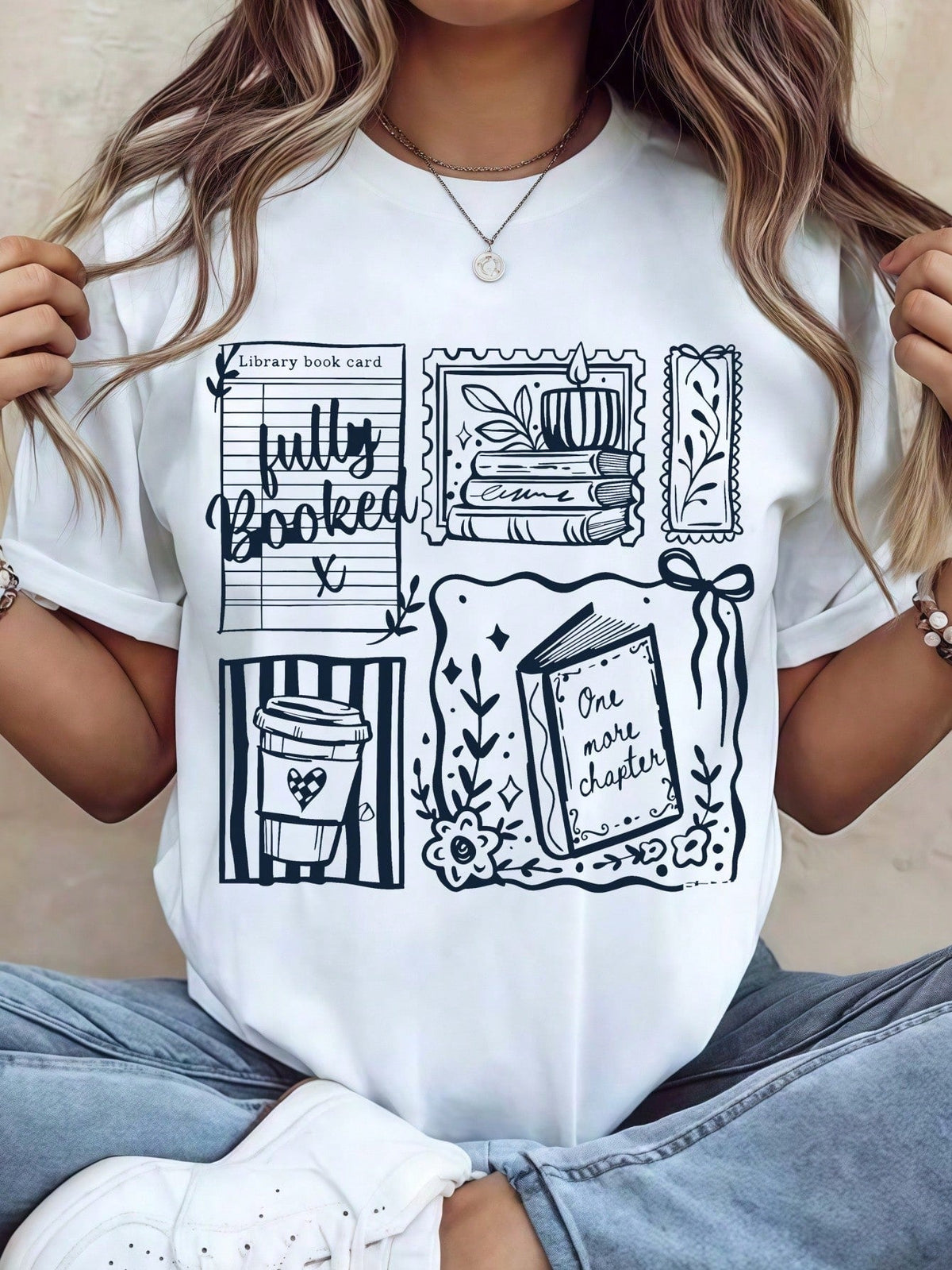 Womens Book Lover T Shirt Fully Booked One More Chapter Library Bookish Graphic Tee Short Sleeve Crew Neck Casual Fall Top Gift for Readers