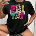 Happy Friyay Graphic Crew Neck Tee Teacher Fashion Short Sleeve Top