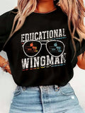 Educational Wingman Teaching Assistant Print Cotton Tee Unisex Crew Neck Top