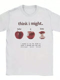 Beabadoobee Graphic Crew Neck Tee Humorous Apple Design Breathable Top