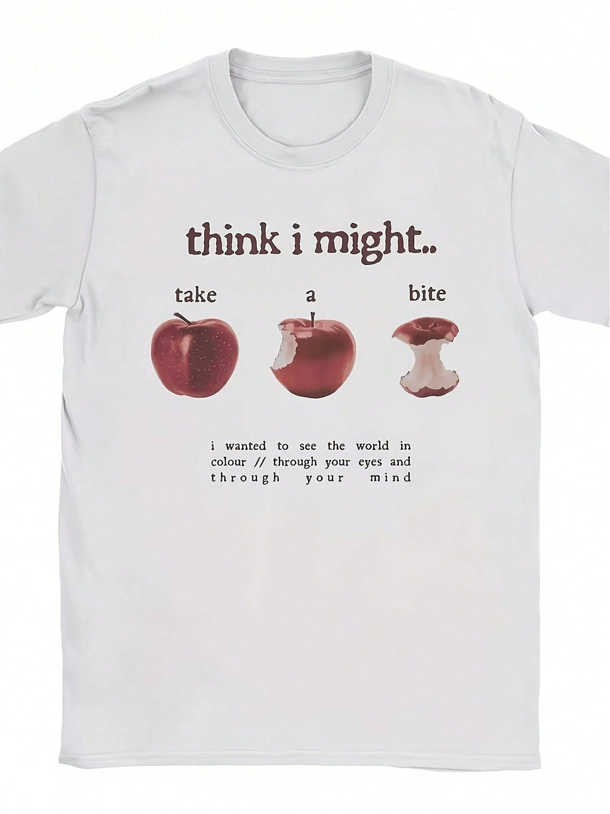 Beabadoobee Graphic Crew Neck Tee Humorous Apple Design Breathable Top