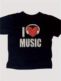 Music Headphone Heart Print Tee Oversized Breathable Crew Neck Short Sleeve Top