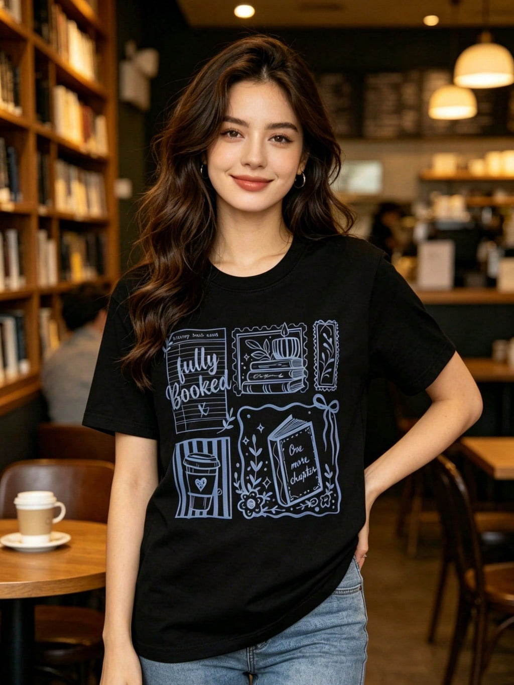 Womens Book Lover T Shirt Fully Booked One More Chapter Library Bookish Graphic Tee Short Sleeve Crew Neck Casual Fall Top Gift for Readers