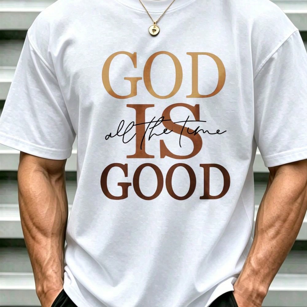 Mens God is Good All the Time T Shirt Christian Faith Religious Inspirational Graphic Tee Short Sleeve Crew Neck Casual Top for Men
