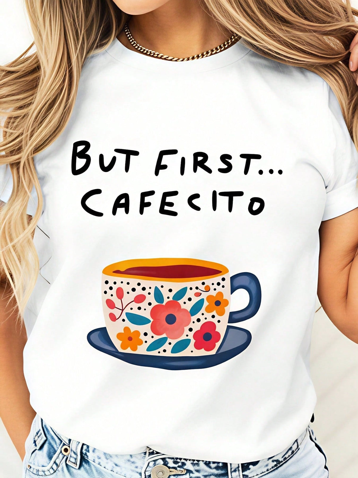 Womens Cafecito T Shirt But First Coffee Cute Spanish Latina Coffee Lover Graphic Tee Short Sleeve Casual Top Gift
