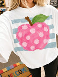 Watercolor Polka Dot Apple Graphic Crew Neck Tee Y2K Cute Back To School Top