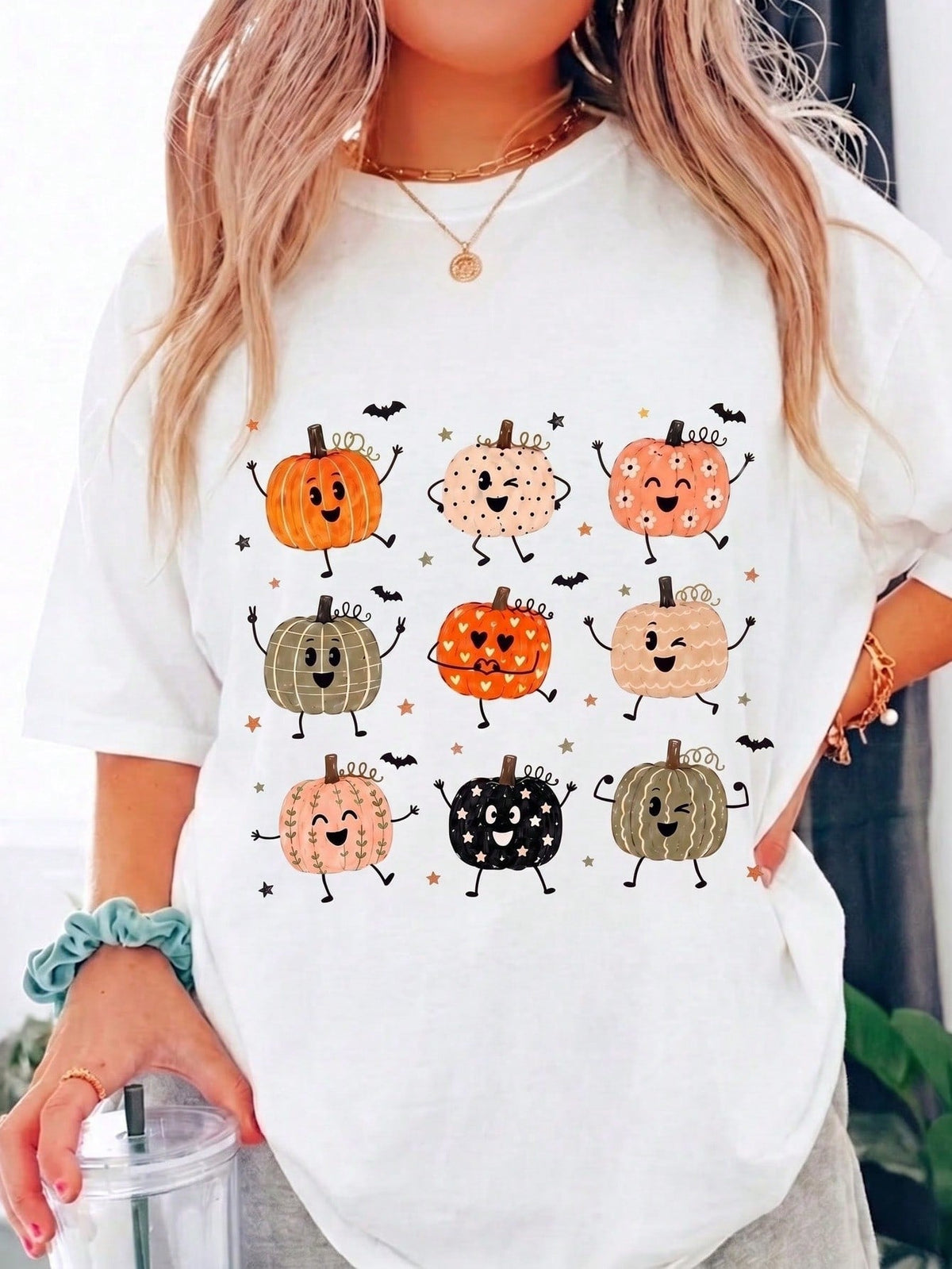 Autumn Pumpkin Pattern, Thanksgiving Design, Halloween Pumpkin.Fall Clothes For Women