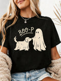 Boo‑P Ghost And Dog Graphic Print,Cute Spooky Halloween Design