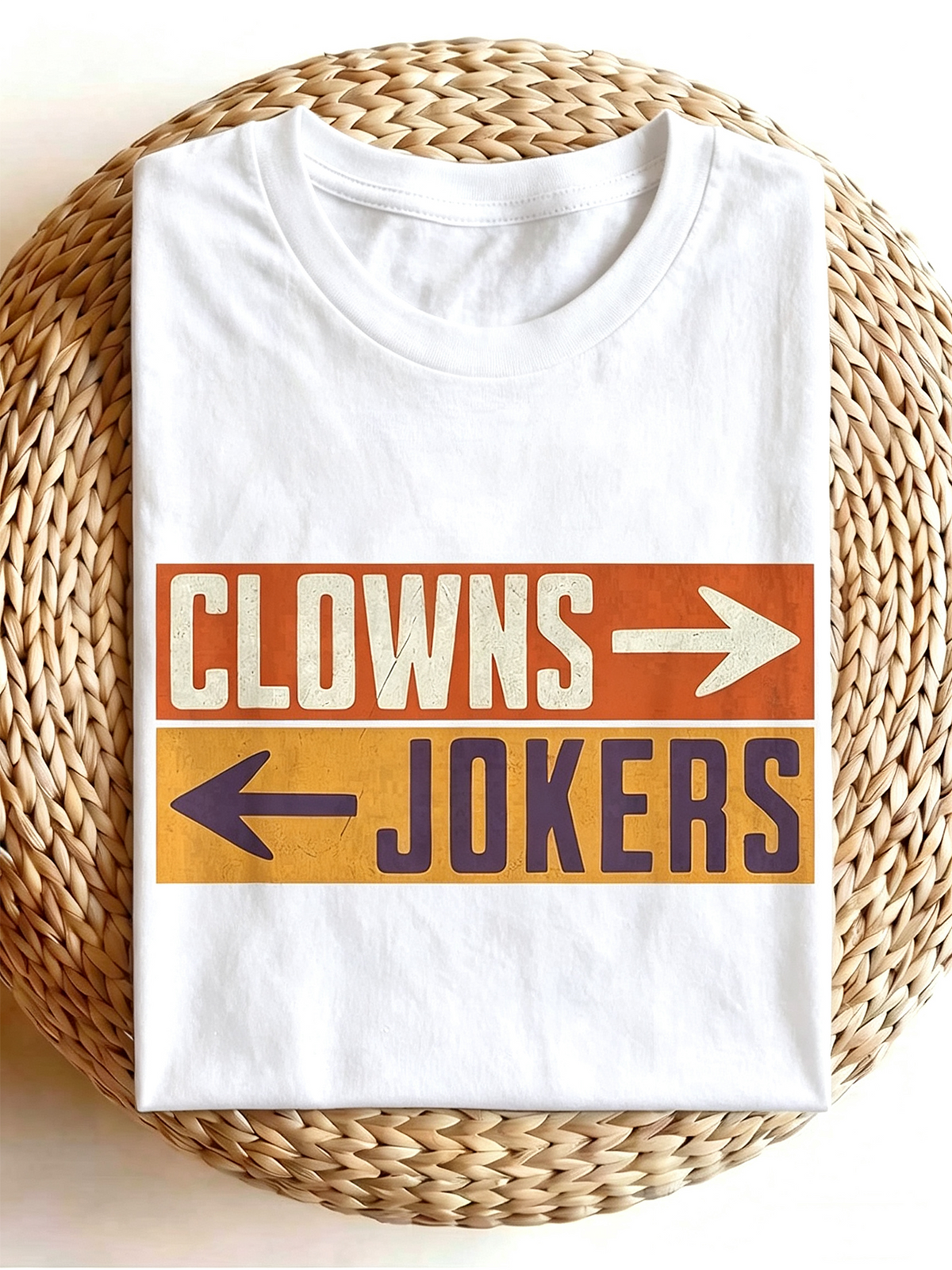 Clowns Jokers Vintage Arrow Graphic T-Shirt, Retro Distressed Funny Short Sleeve Unisex Tee