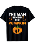 The Man Behind The Pumpkin Halloween Shirt, Cute Funny Dad to Be Pumpkin Costume T-Shirt for Men