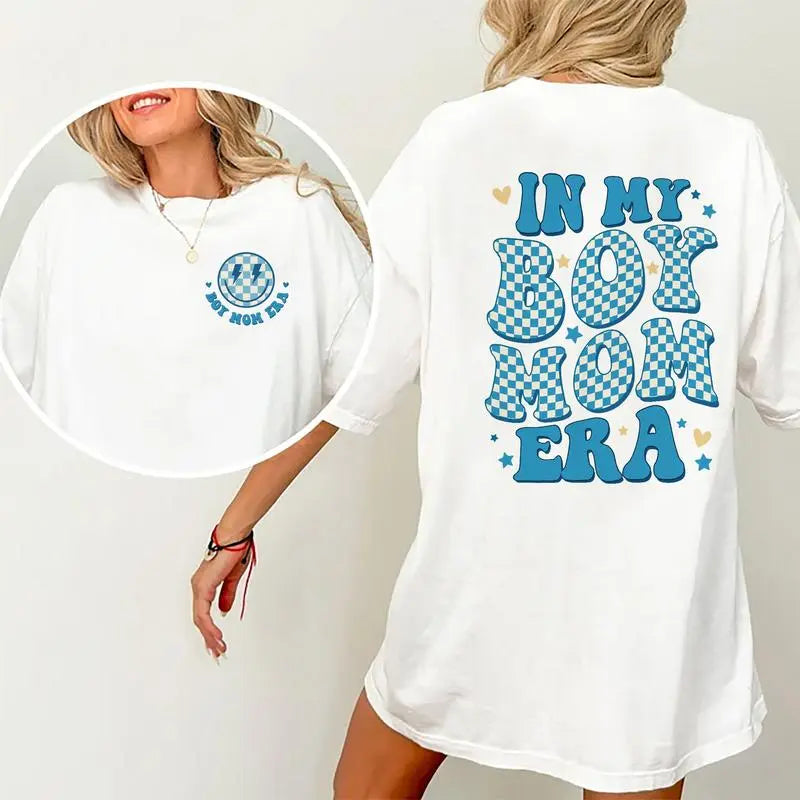 Unisex Crew Neck Soft Cotton All Over Print "In My Boy Mama Era" Graphic T-Shirt