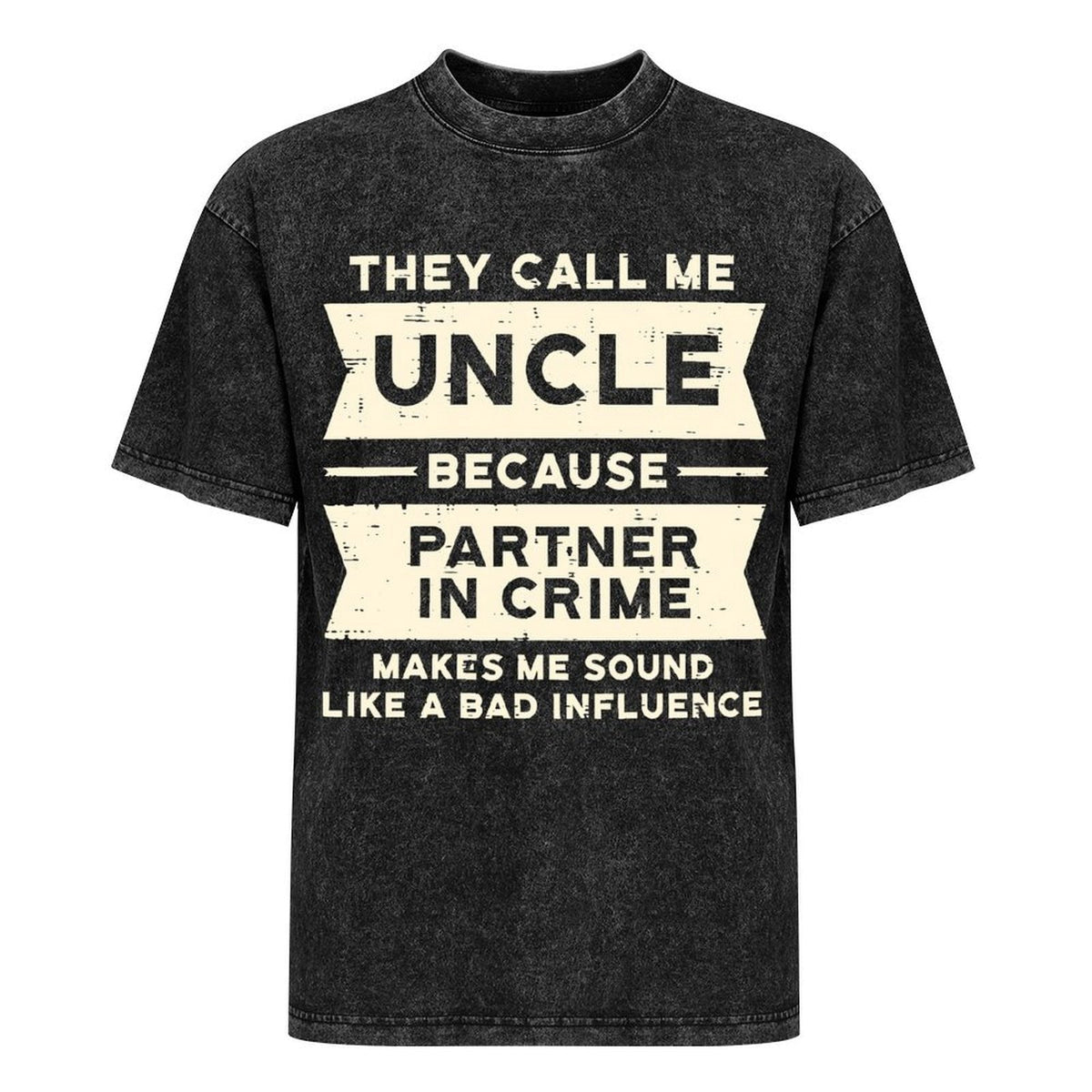 Men's Funny Uncle Crime Partner Slogan T-Shirt - 100% Breathable Retro Streetwear Tee With Partner In Crime Saying, Loose Fit Casual Short Sleeve Shirt For Daily Wear Washed Tee