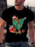 Christmas Sasquatch Inspired Print Short Sleeve Round Neck Summer Top Beach Parties Casual Wear