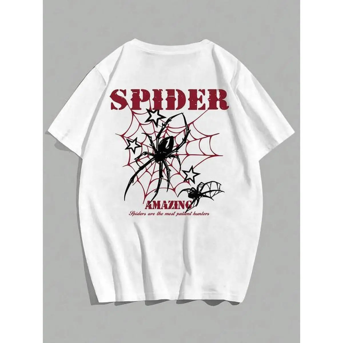 Spider Wonder Red Web Black Print Cotton Short Sleeve Tee Unisex Crew Neck Casual Top