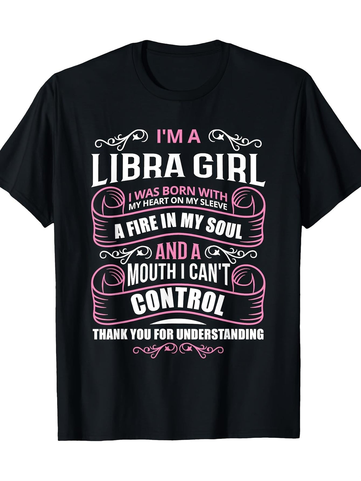 Women’s Libra Zodiac Graphic T-Shirt, Funny Astrology Quote Print, Short Sleeve Crew Neck Casual Tee, Black