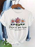 Women's Christian Graphic T-Shirt, Inspirational Bible Verse Floral Print,, Short Sleeve Crew Neck Casual Tee