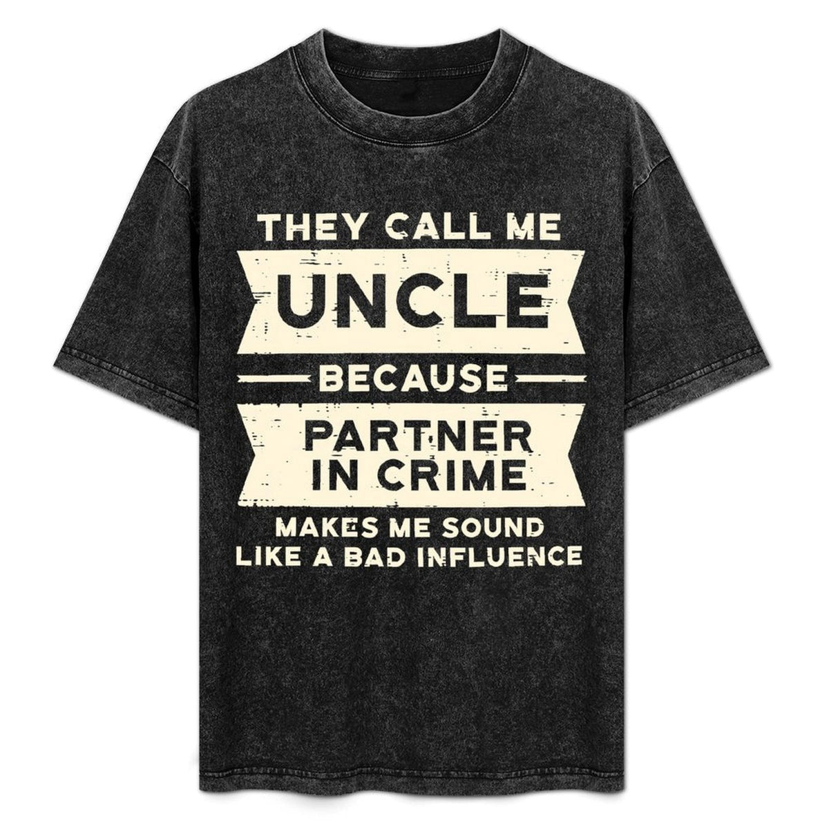 Men's Funny Uncle Crime Partner Slogan T-Shirt - 100% Breathable Retro Streetwear Tee With Partner In Crime Saying, Loose Fit Casual Short Sleeve Shirt For Daily Wear Washed Tee