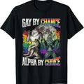 Gay By Chance Alpha By Choice Wolf Print Cotton Tee Unisex Crew Neck Short Sleeve Top