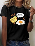 Chick Egg Vibrant Print Short Sleeve Tee Spring Summer Crew Neck Casual Top
