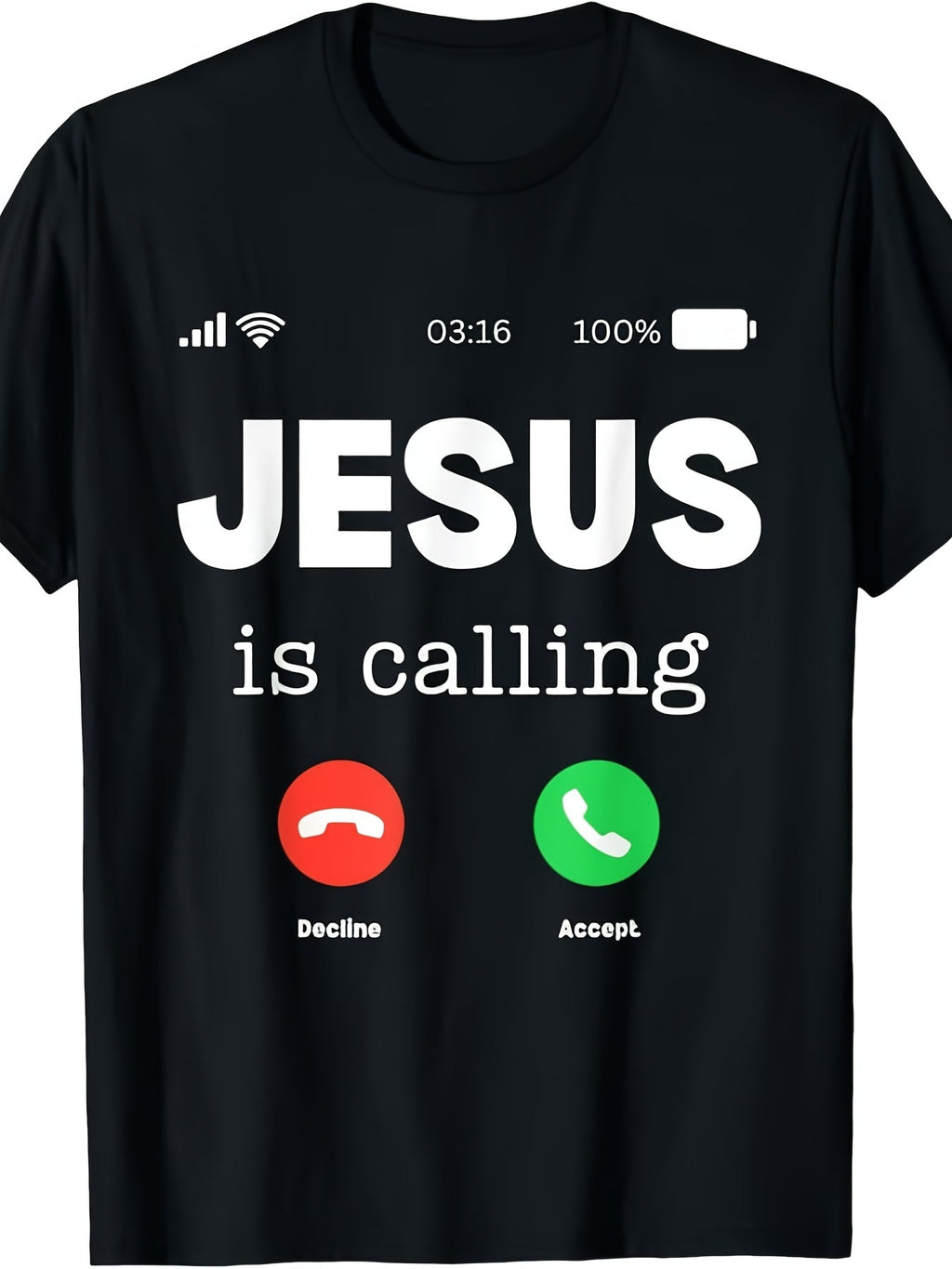 Jesus Is Calling Print Tee Unisex Crew Neck Short Sleeve Faith Casual Top