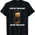 LIVE BY THE GOOP Letter Print Short Sleeve Tee Unisex Crew Neck Casual Top