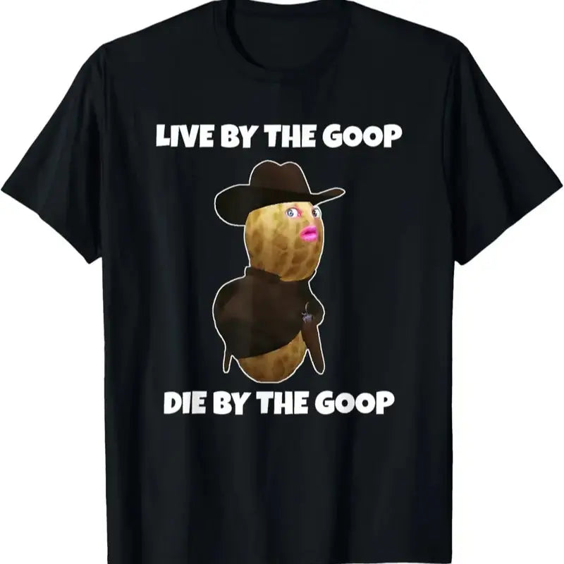 LIVE BY THE GOOP Letter Print Short Sleeve Tee Unisex Crew Neck Casual Top