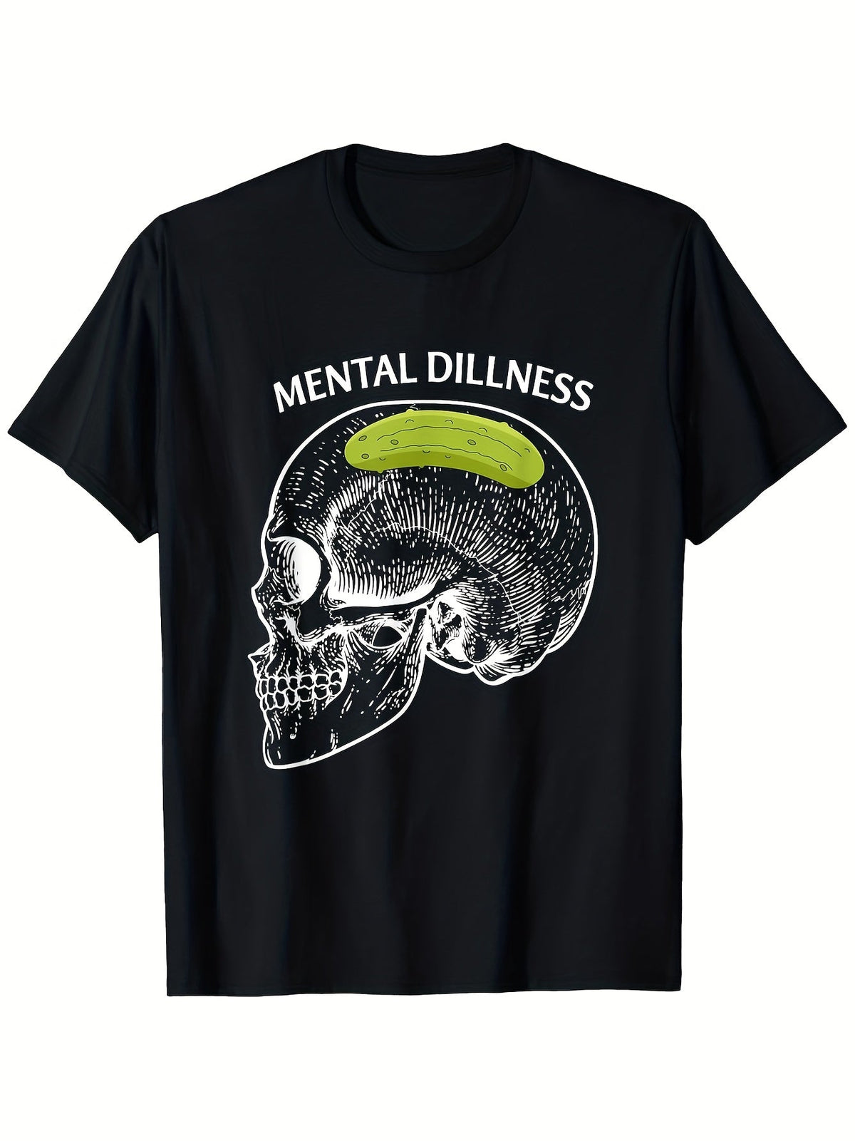 Pickle Skeleton Dill Humor Graphic Tee for Men Women, Cute Food Humor Short Sleeve T-Shirt, Casual Crew Neck Top for Pickle Lover Gift