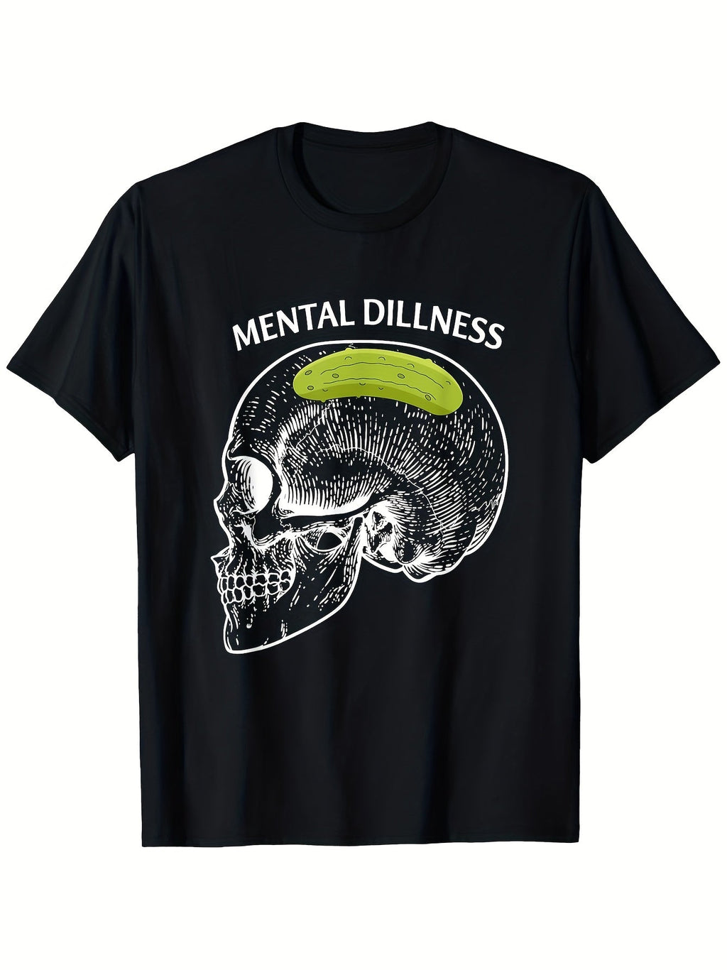 Pickle Skeleton Dill Humor Graphic Tee for Men Women, Cute Food Humor Short Sleeve T-Shirt, Casual Crew Neck Top for Pickle Lover Gift