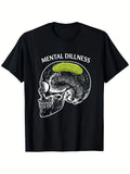 Pickle Skeleton Dill Humor Graphic Tee for Men Women, Cute Food Humor Short Sleeve T-Shirt, Casual Crew Neck Top for Pickle Lover Gift