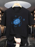 Sea Turtle Print Short Sleeve Tee Fresh Nature Spring Summer Casual Top