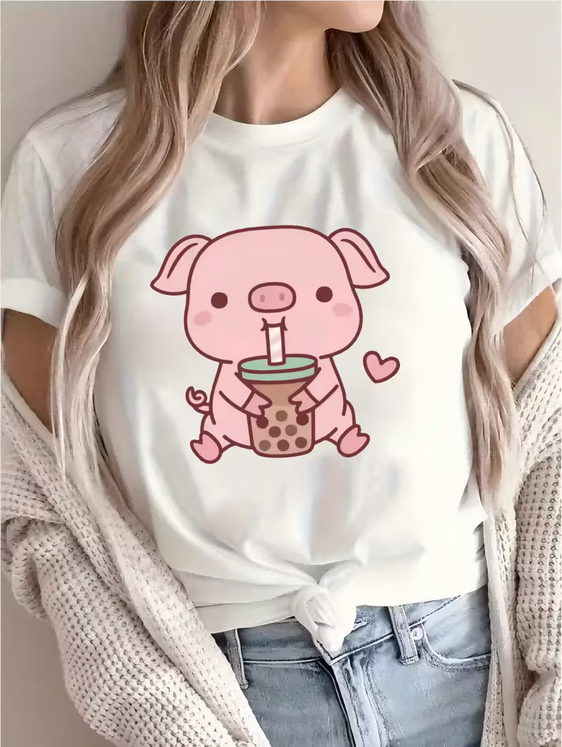 Directional Print Sweatshirt Letter Graphic Spring Fall Crew Neck Casual Top