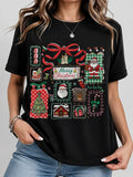 Merry Christmas Collage Graphic T-Shirt, Gift for Holiday Enthusiasts, Casual Everyday Wear