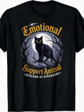 Funny My Emotional Support Animal Screams At Strangers Black Cat T-Shirt Halloween Tee