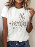Faith Print Short Sleeve Tee Summer Crew Neck Casual Regular Length Top