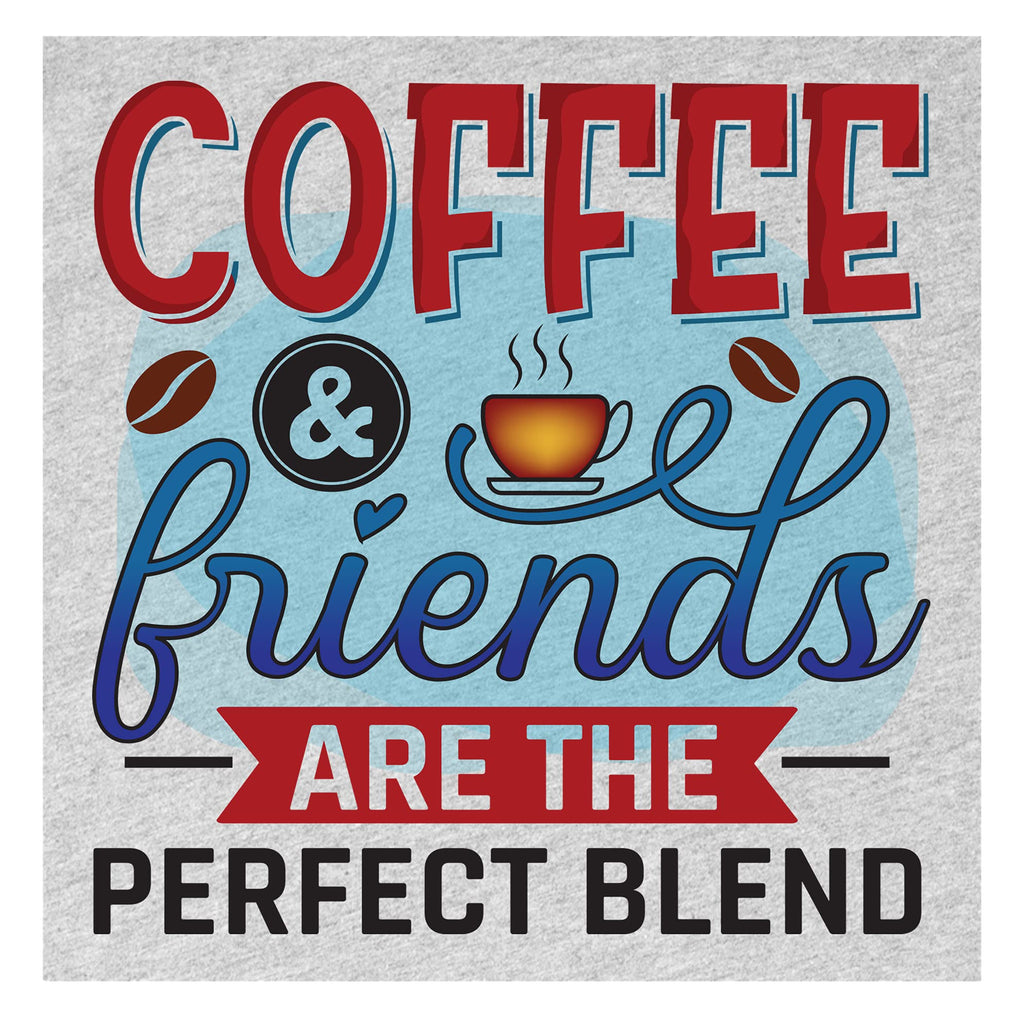 Coffee and Friends are a Perfect Blend T-Shirt for Women Coffee Letters Print Shirt with Funny Sayings Casual Tee Tops (Gray-X Large)