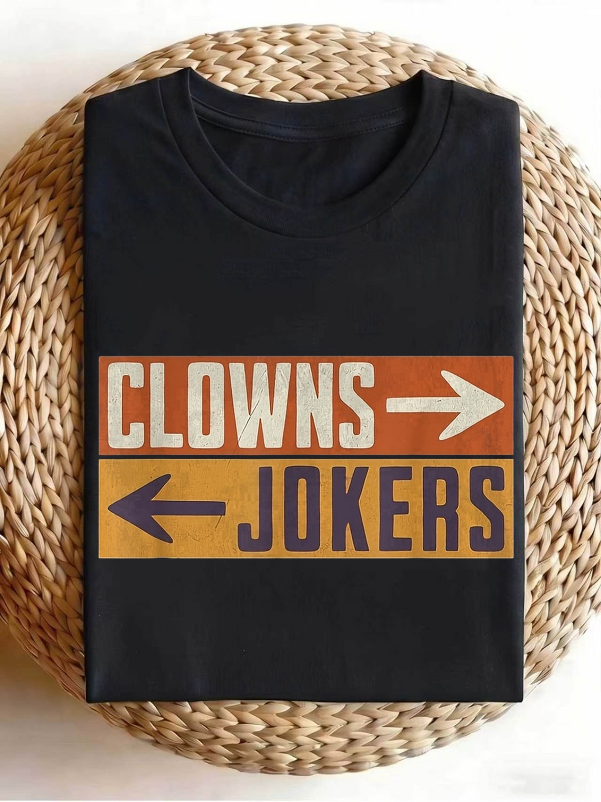 Clowns Jokers Vintage Arrow Graphic T-Shirt, Retro Distressed Funny Short Sleeve Unisex Tee