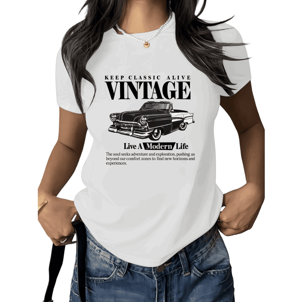 Cozymy Unisex Retro Classic Car Graphic Short Sleeve T-Shirt Relaxed Fit Cotton Crewneck Vintage Auto Graphic Tees Shirts