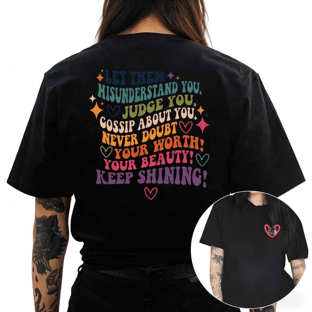 Cozymy Women's Let Them Misunderstand You Retro Groovy Inspirational Graphic Short Sleeve Crew Neck T-Shirt