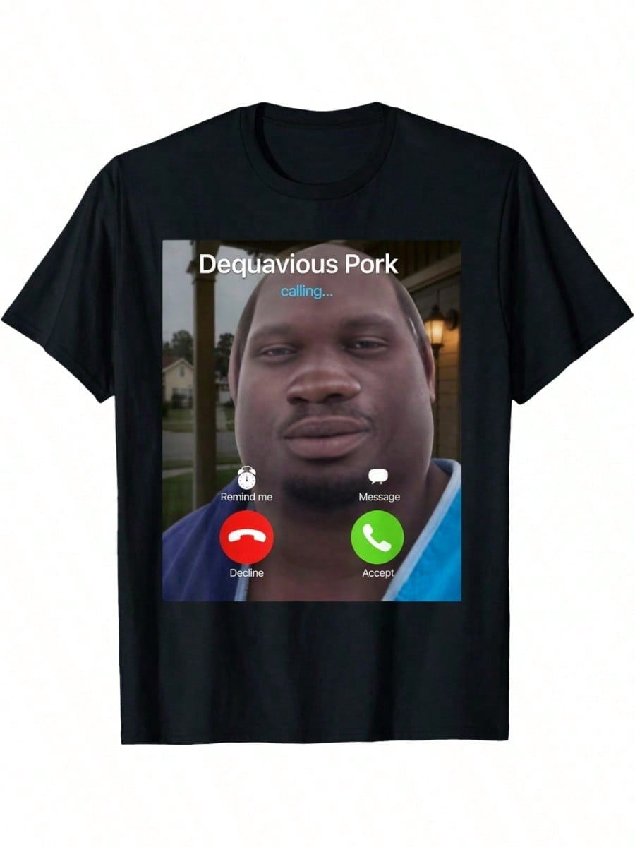 Dequavious Pork Graphic Crew Neck Tee Brainrot Meme Unisex Short Sleeve Top