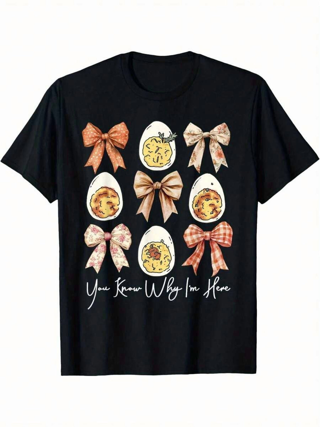 Funny Thanksgiving Shirt - Retro Deviled Egg Party Tee With "You Know Why I'm Here" Saying T-Shirt
